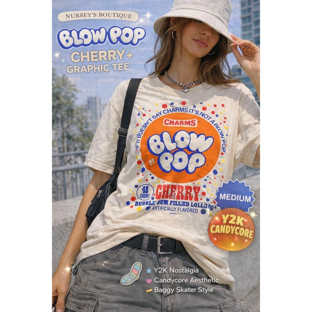 Blow Pop Cherry Graphic Tee Medium Retro Candy Shirt